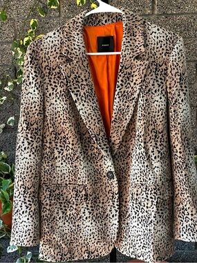 PINKO Single Breasted Blazer In Spotted Leopard Animal Print